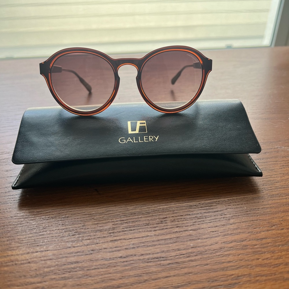 Kris Van Assche By Linda Farrow Gallery Round Brown Sunglasses , 49mm